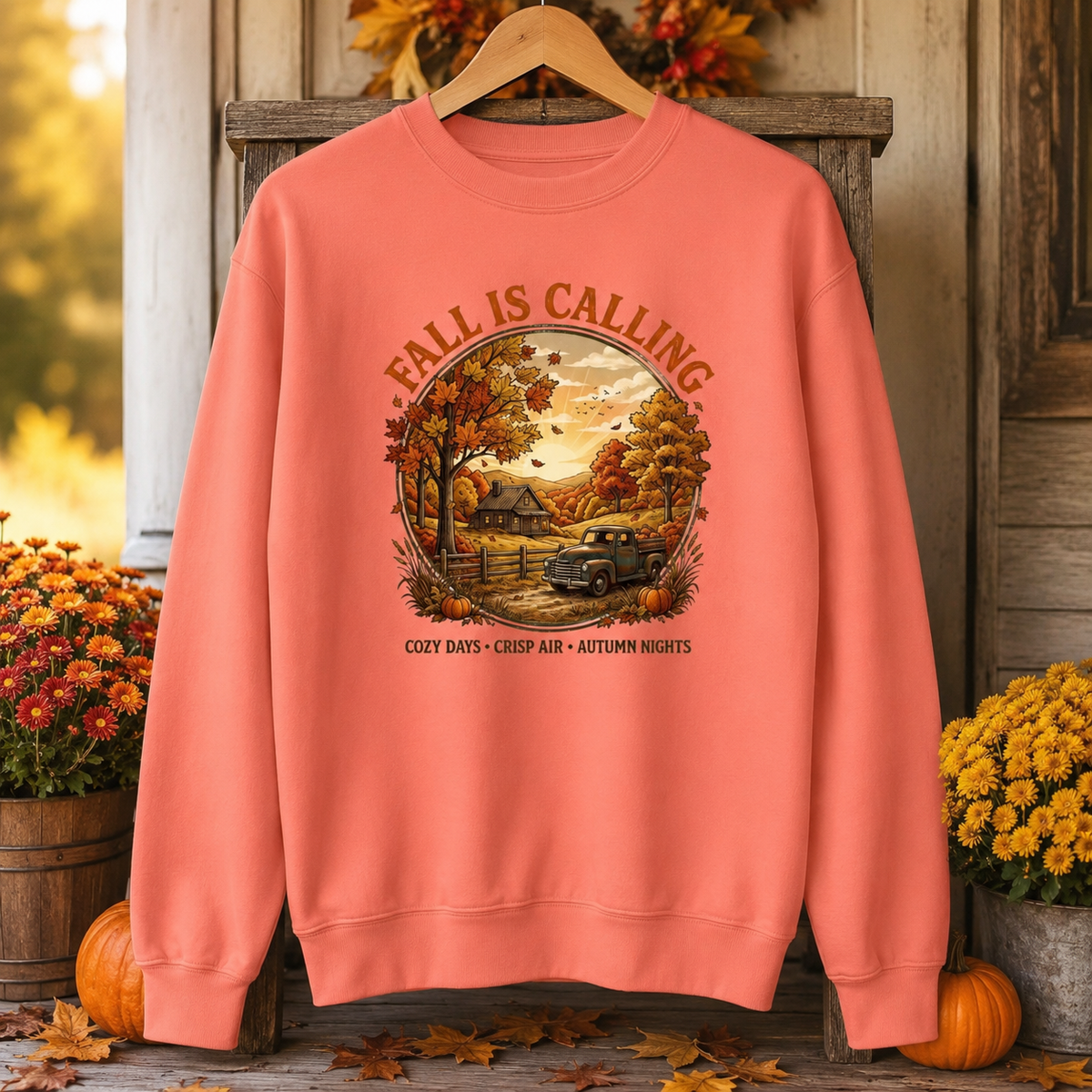 Fall Is Calling Sweatshirt — Cozy Autumn Cabin Graphic Pullover