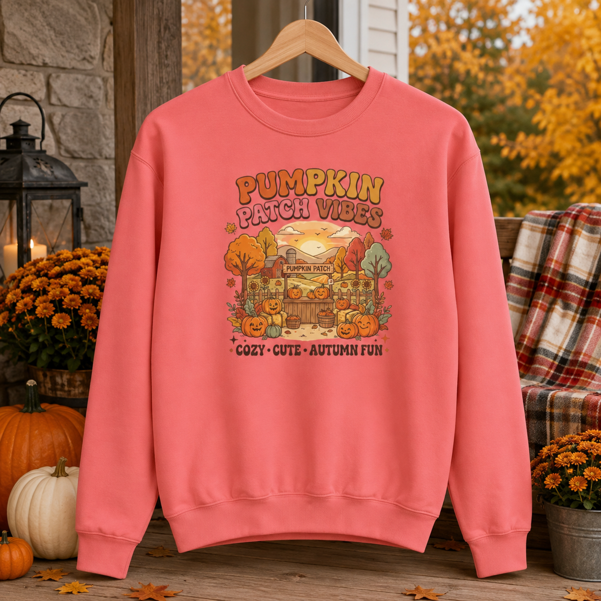 Pumpkin Patch Vibes Sweatshirt — Cozy Autumn Fall Graphic