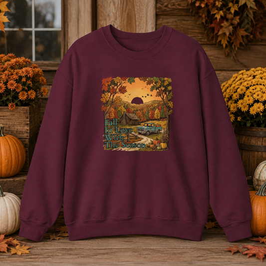 Autumn Cabin Sunset Crewneck Sweatshirt