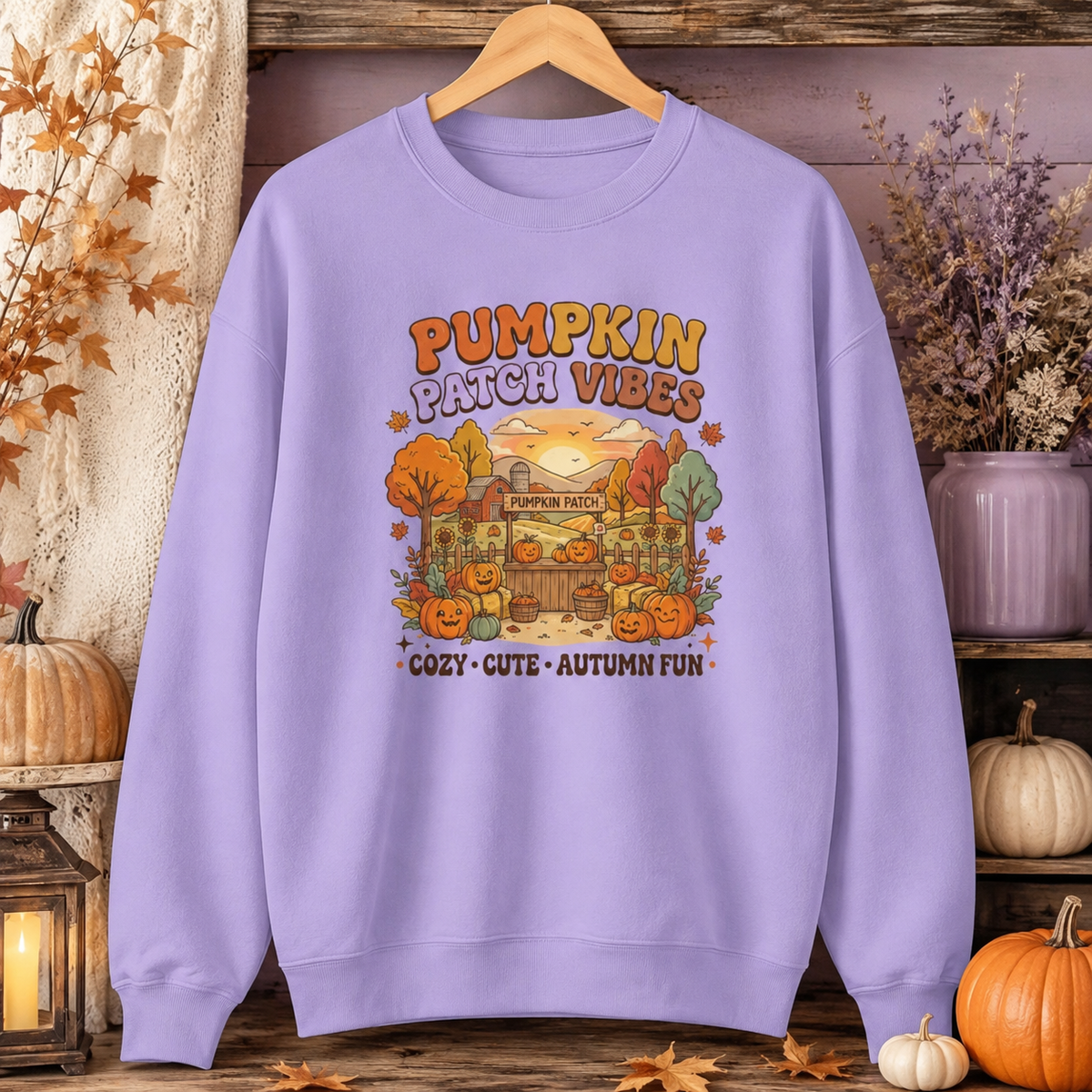 Pumpkin Patch Vibes Sweatshirt — Cozy Autumn Fall Graphic