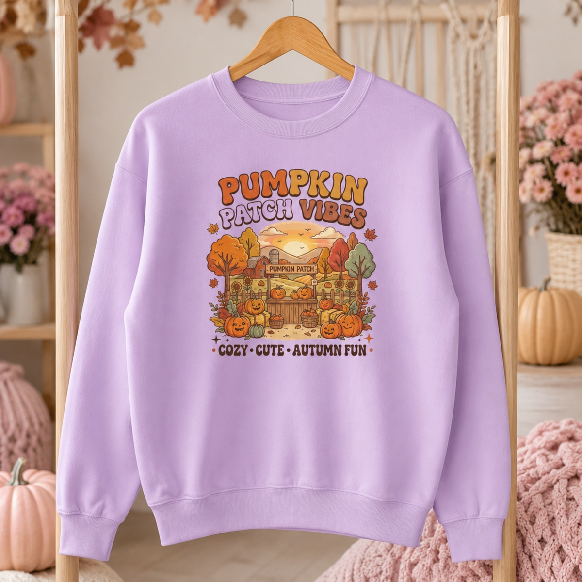 Pumpkin Patch Vibes Sweatshirt — Cozy Autumn Fall Graphic