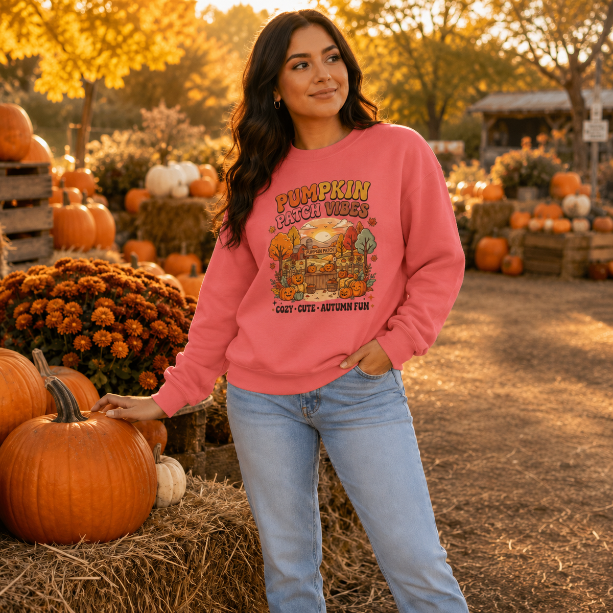 Pumpkin Patch Vibes Sweatshirt — Cozy Autumn Fall Graphic