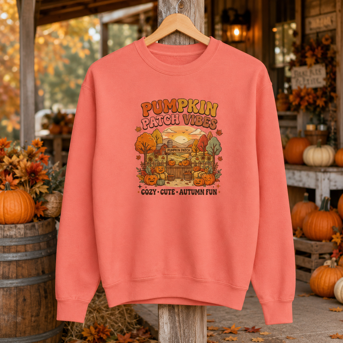 Pumpkin Patch Vibes Sweatshirt — Cozy Autumn Fall Graphic