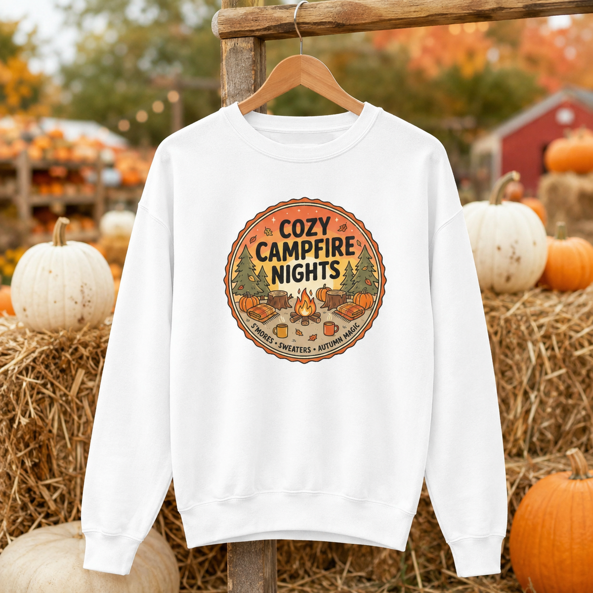 Cozy Campfire Nights Sweatshirt — Vintage Camping Graphic Crewneck